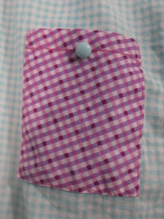 Handmade Pastel Colorblock Gingham Button-Down Shirt - P2P 21" - Picture 6 of 16